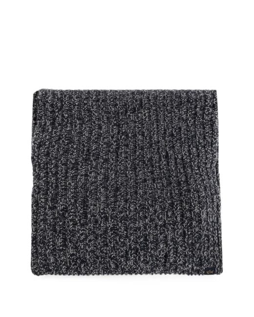 Paul & Shark Black Logo-Patch Scarf
