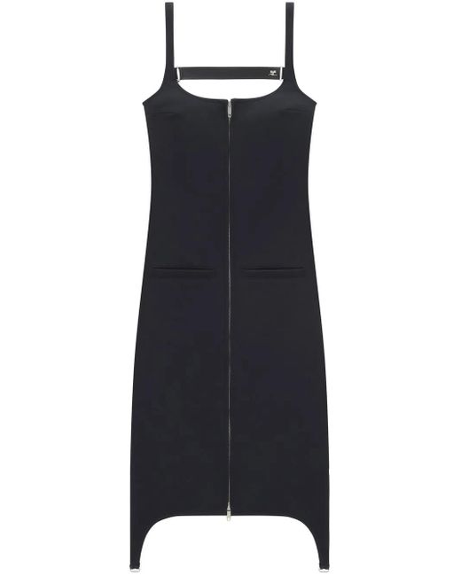 Courreges Black Strap Bretelles Twill Long-Dress