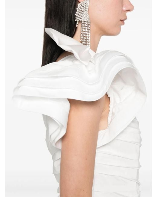 Alessandra Rich White Ruffled Taffetta Minidress