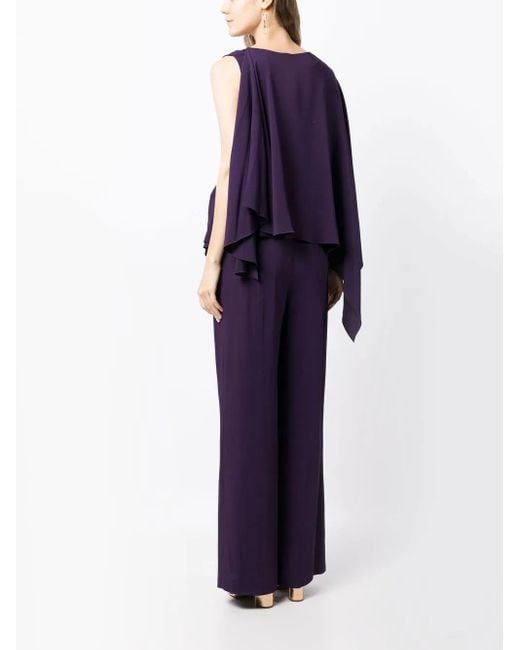 Alberta Ferretti Purple Draped-Detail Sleeveless Jumpsuit