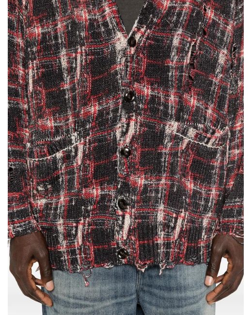 R13 Brown Frayed Cardigan for men