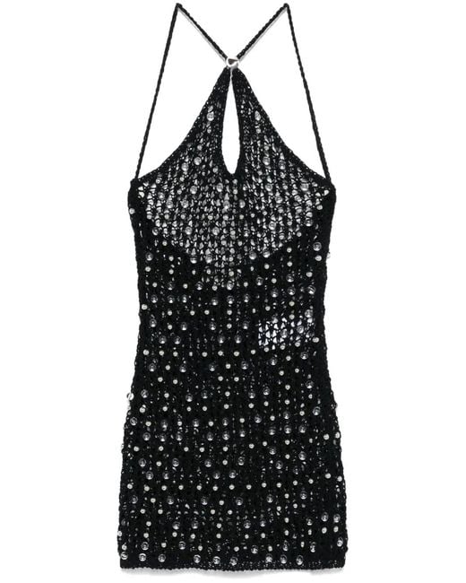 Coperni Black Beaded Knitted Mini Dress