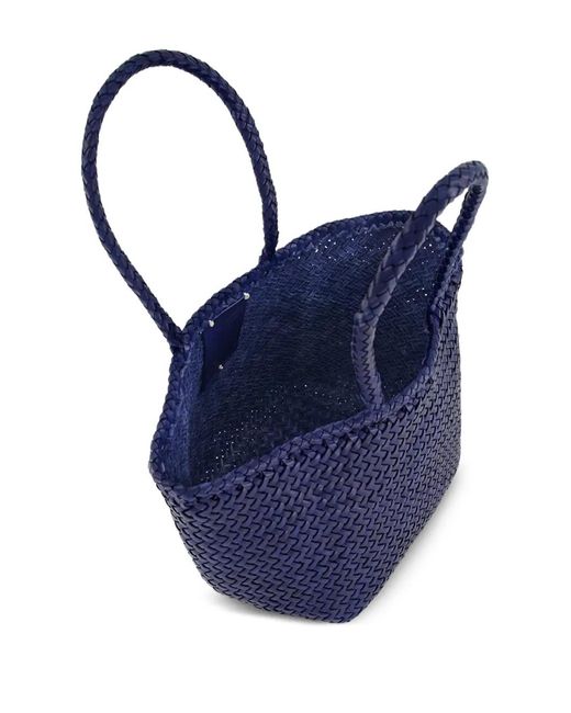 Dragon Diffusion Blue Small Grace Leather Woven Tote Bag