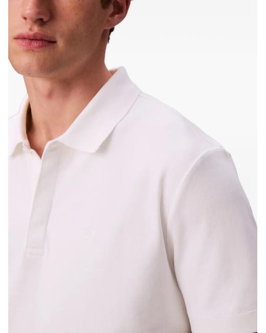 Calvin Klein White Logo-Embroidered Short-Sleeve Polo Shirt for men