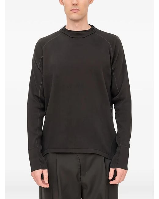 DEVOA Black Cotton Long-Sleeve T-Shirt for men