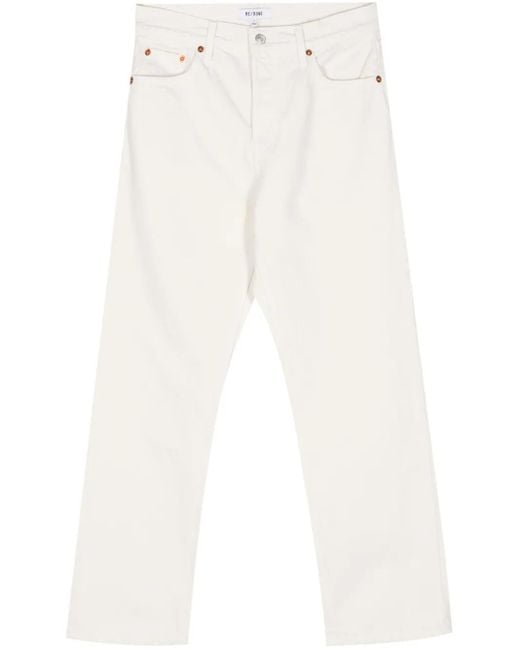 Re/done White Easy Straight-Leg Cropped Jeans
