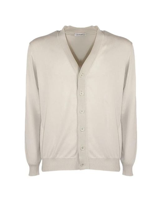 Kangra White Button V-Neck Cardigan for men