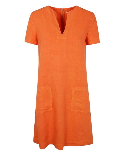 Aspesi Orange Minikleid Aus Leinen