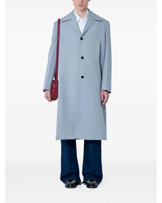 Gucci Blue Notched-Lapel Wool Coat for men