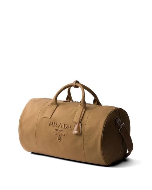 Prada Brown Canvas Duffle Bag