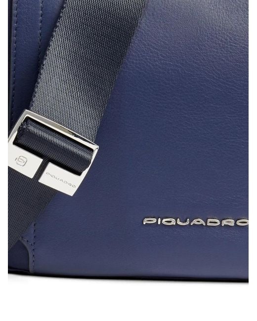 Piquadro Blue Leather-Panelled Shoulder Bag