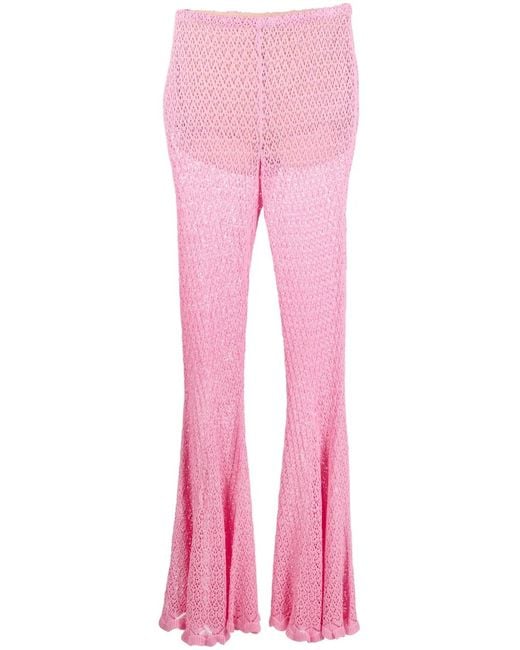 Blumarine Pink Knitted Flared Trousers