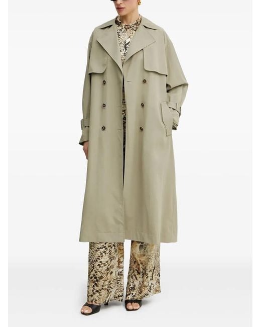 Guess Green Belted Double-Breasted Trench Coat