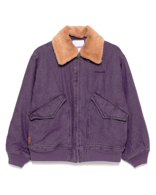 Chocoolate Purple Faux-Fur Denim Jacket