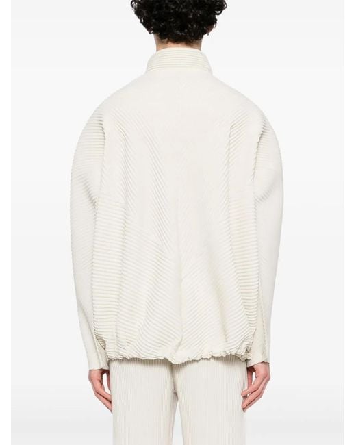 Homme Plissé Issey Miyake White Mc: September Pleated Jacket for men