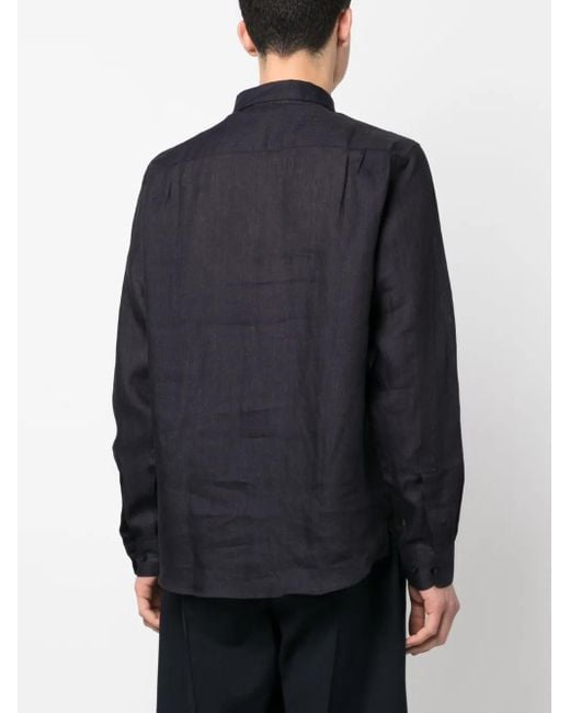 Orlebar Brown Blue Long-Sleeve Linen Shirt for men