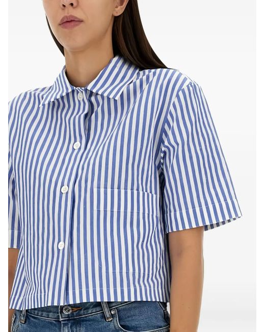 Margaret Howell Blue Striped Short-Sleeve Shirt