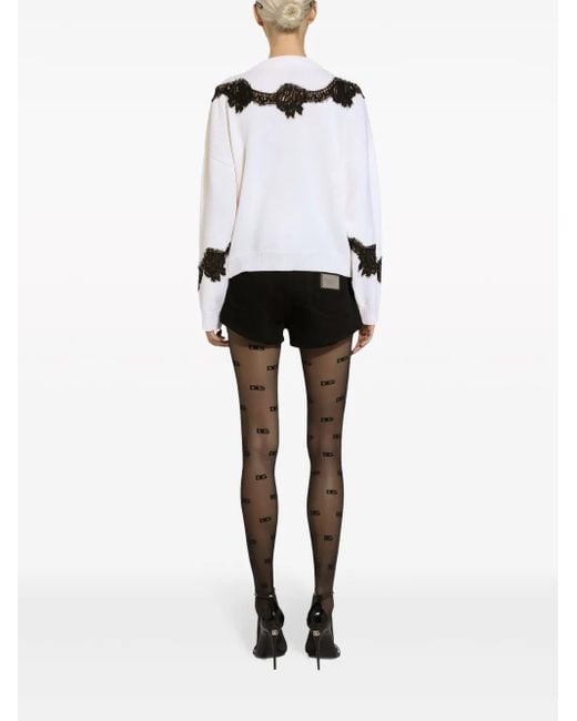 Dolce & Gabbana Black Dna Lace-Insert Jumper