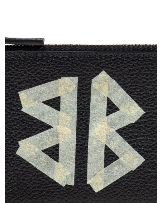 Balenciaga Black Cash Logo-Appliqué Leather Wallet for men
