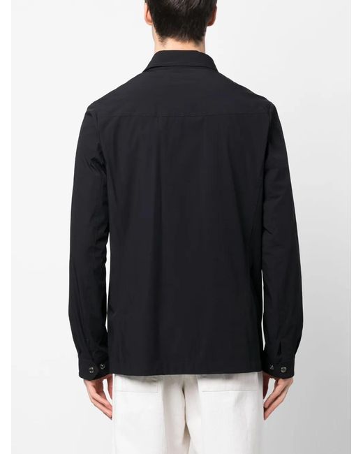 Moorer Black Press-Stud Fastening Shirt Jacket for men