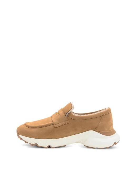 Tod's Natural Camel Loafers In Suede Leather