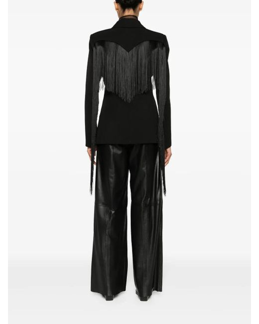 Patrizia Pepe Black Fringed Twill Blazer