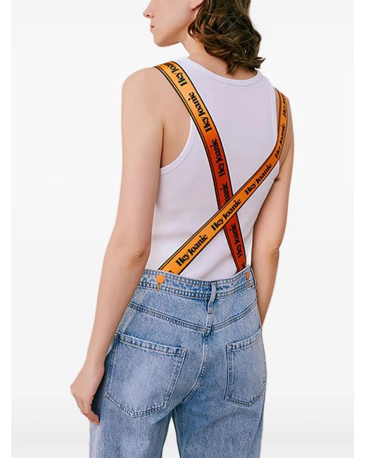 Hey Joanie Blue Logo-Print Dungarees