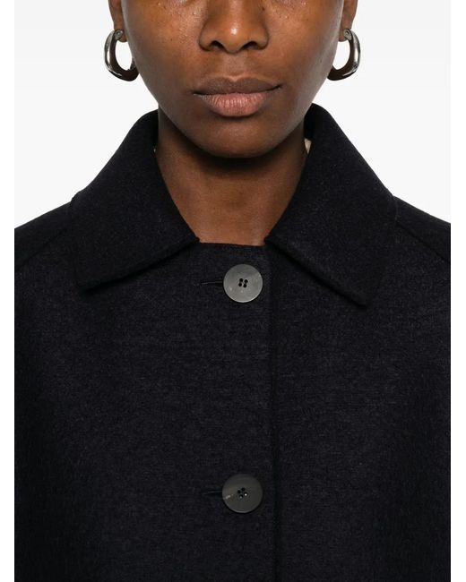 Harris Wharf London Black Button-Front Raglan-Sleeve Coat
