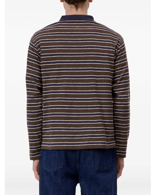 Closed Brown Striped Long-Sleeve Polo Shirt for men