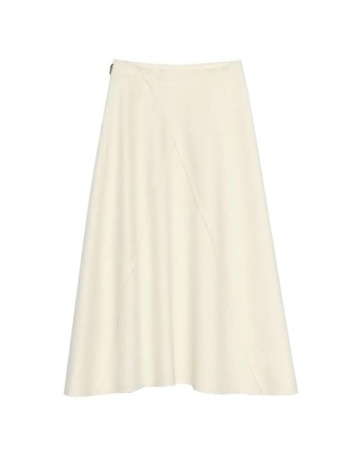 Bimba Y Lola White Double-Sided Wool Skirt A-Line, Ivory