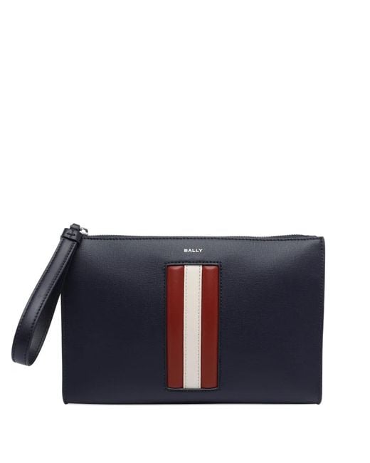 Bally Blue Mythos Logo Stripe Clutch for men