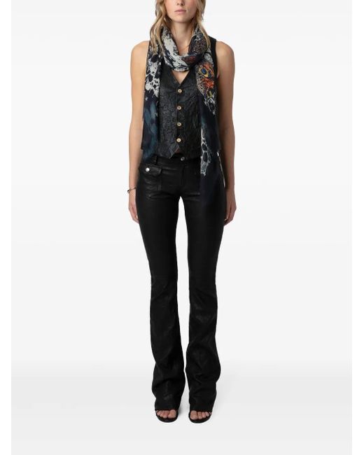 Zadig & Voltaire Gray Kerry Printed Modal Scarf