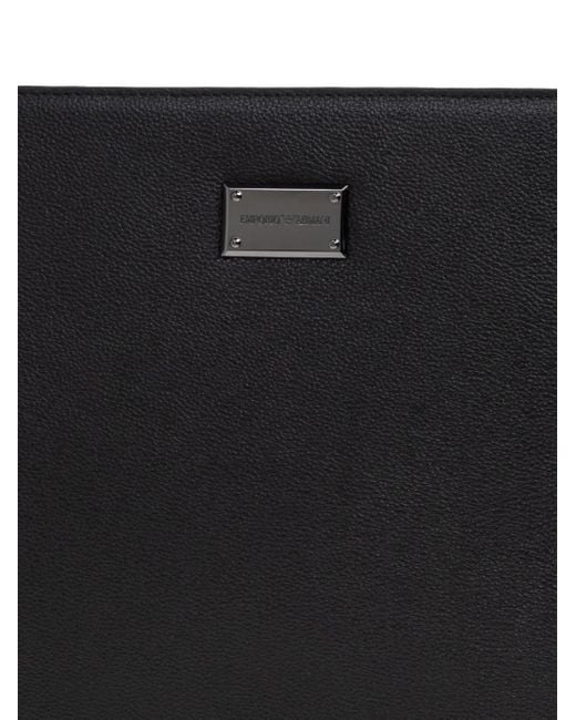 Bolso de mano con placa del logo Emporio Armani de hombre de color Black