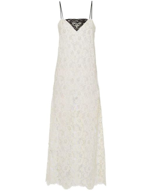 Prada Midi-jurk Met Kant in het White