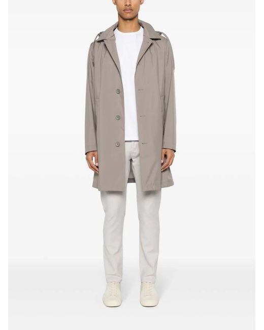 Herno Gray Single-Breasted Hooded Coat for men