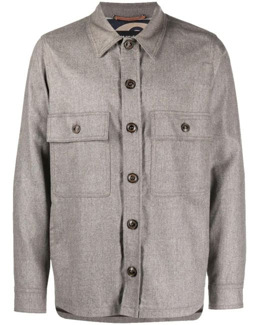 Jacob Cohen Gray Long-Sleeve Wool Shirt Jacket for men