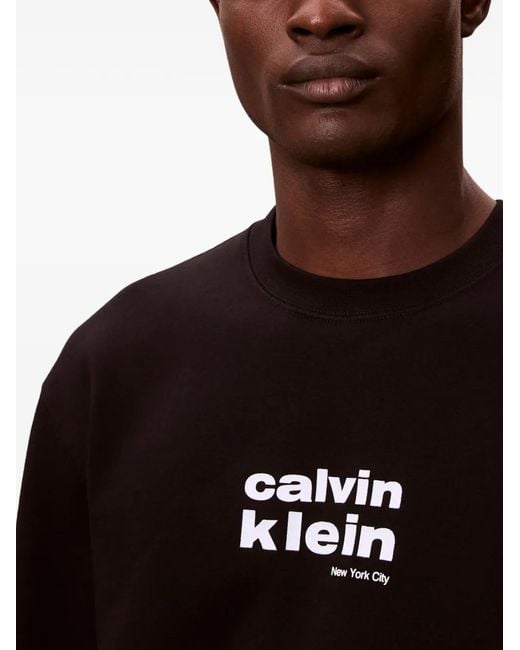 Calvin Klein Black Ls 350Fleece Retro Graphic Crewneck for men