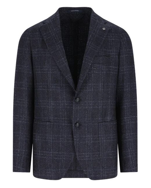 Blazer A Quadri Con Bottoni di Tagliatore in Blue da Uomo