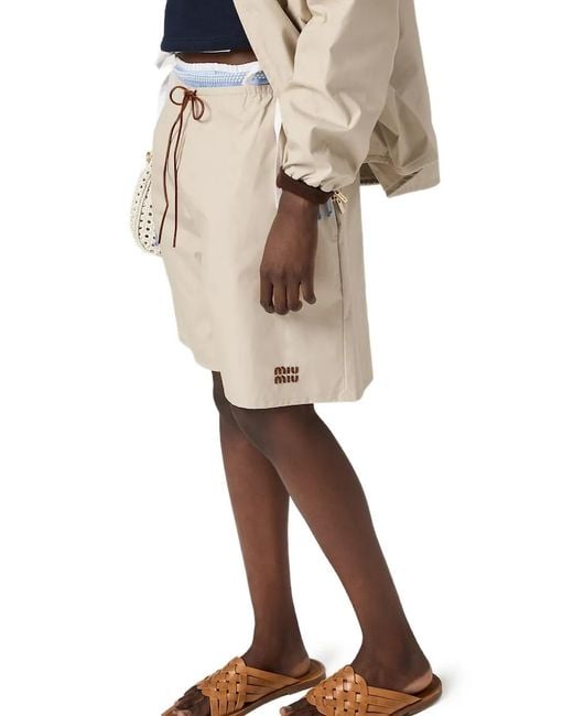 Miu Miu Natural Panama Cotton Bermudas