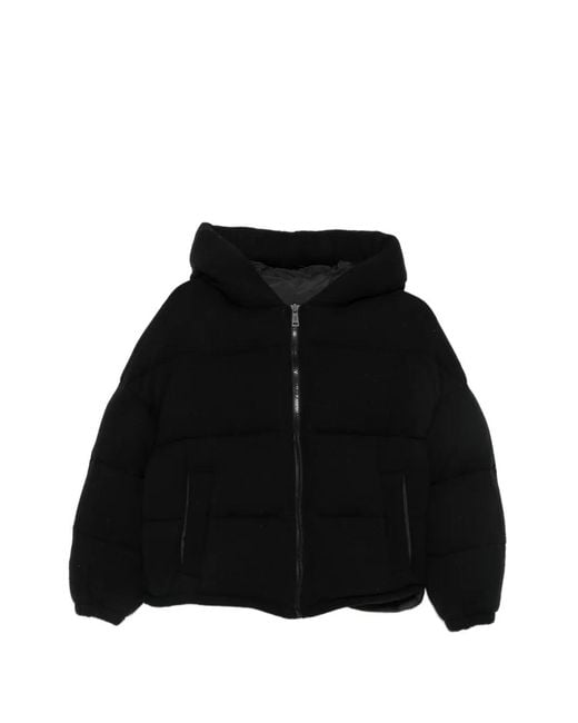 Yves Salomon Black Hooded Padded Jacket