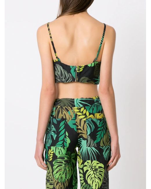 Amir Slama Green Tropical Print Cropped Top