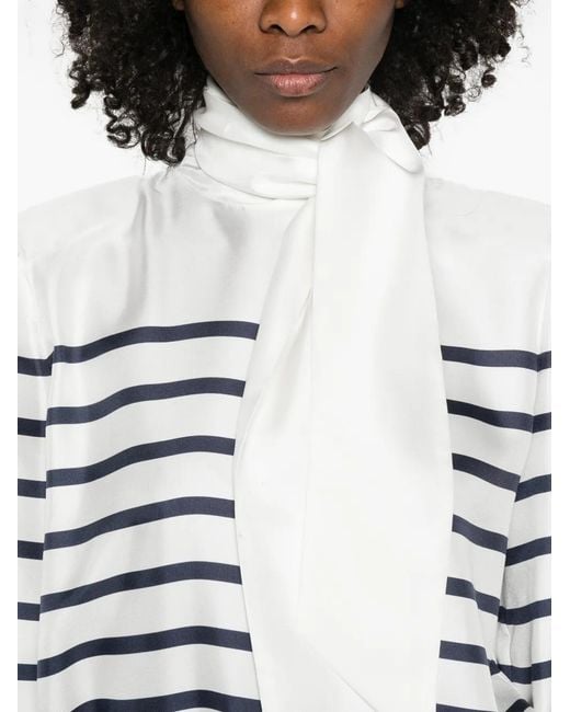 Franchise White Stripe Bow Blouse