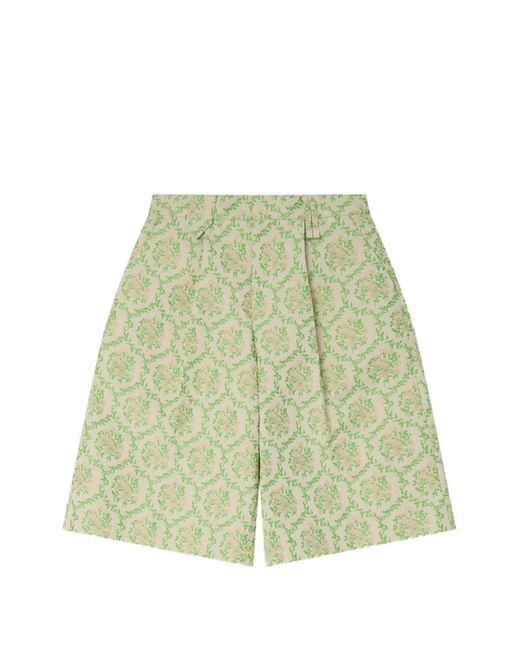 Simone Rocha Green Floral-Jacquard Tailored Trousers for men