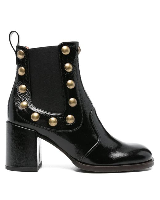 Chie Mihara Black 75Mm Embellished Block-Heel Ankle Boots