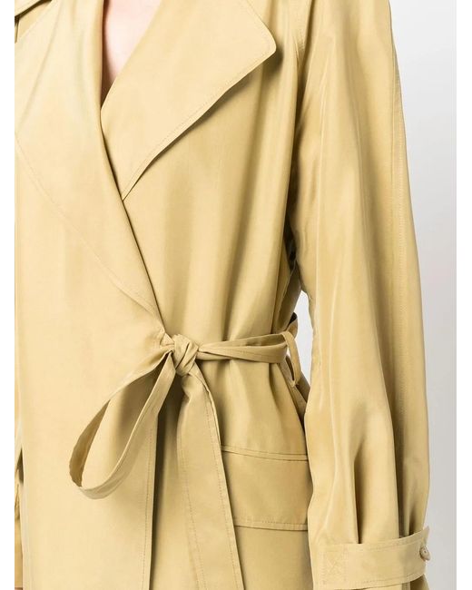Alberta Ferretti Yellow Wrap-Over Silk Trench Coat