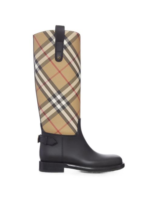 Burberry White Bottines Check Cavalier