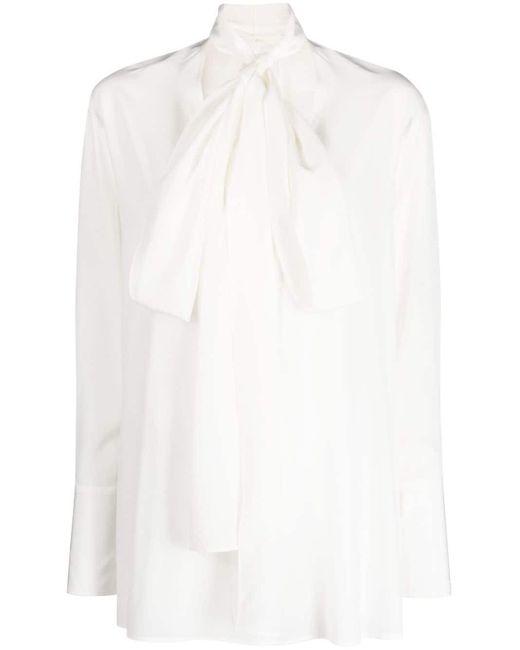 Blouse en soie à col lavallière Givenchy en coloris White