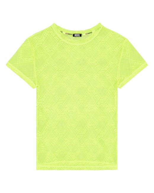DIESEL T-shirt Met Kant in het Yellow