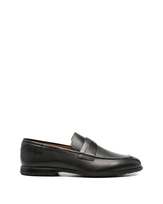JOHN HARRISON Black Penny-Strap Leather Loafers for men