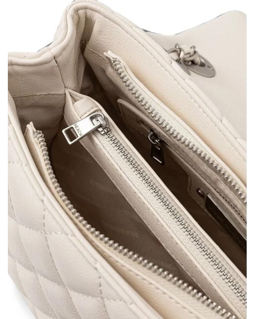 Silvian Heach Natural Quilted Leather-Chain Cross Body Bag